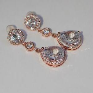 Rose Gold Plated Cubic Zirconia Round Earring,..