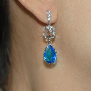 Cubic Zirconia Detailed Earring With Clear Square..