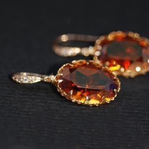 Swarovski Copper Oval Crystal With Gold Plated..