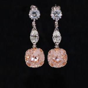 Round Cubic Zirconia Earrings With Swarovski Clear..