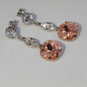 Round Cubic Zirconia Earrings With Swarovski Clear..
