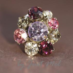 Vintage Earring With Swarovski Crystals - Pink..