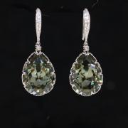 Cubic Zirconia Detailed Earring Hook with Swarovski Black Diamond Teardrop Crystal - Wedding Jewelry, Bride Earrings, Bridesmaid Gift (E446)