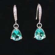 Elegant Glass Sea Green Teardrop Earrings - Wedding Jewelry, Bridal Earrings, Bridesmaid MOH Gift (E435)