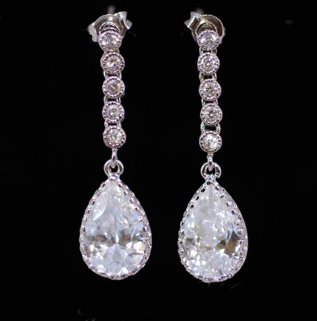 Wedding Earrings Bridesmaid Bridal Jewelry Long Cubic Bridesmaid Earrings Bridal Jewelry