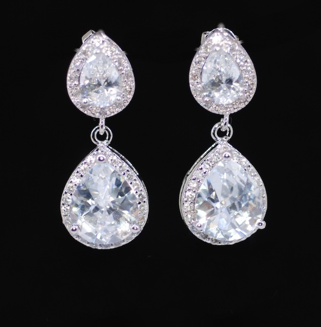 Wedding Earrings Bridesmaid Bridal Jewelry Cubic Wedding Earrings Bridesmaid Bridal Jewelry Cubic Zirconia Teardrop Earring With E339